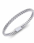 14K White Gold Cuban Bracelet With 1.82 Carat White Diamonds