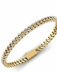 14K Gold Cuban Bracelet With 1.82 Carat White Diamonds