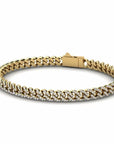 14K Gold Cuban Bracelet With 1.82 Carat White Diamonds