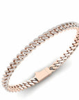 14K Rose Gold Cuban Bracelet With 1.82 Carat White Diamonds