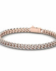 14K Rose Gold Cuban Bracelet With 1.82 Carat White Diamonds