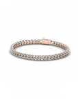 14K Rose Gold Cuban Bracelet With 1.82 Carat White Diamonds