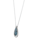 14K White gold necklace with 0.11 carat White Diamonds and 0.17 carat Blue Diamonds