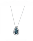 14K White gold necklace with 0.11 carat White Diamonds and 0.17 carat Blue Diamonds