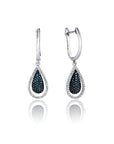 14K White gold earrings with 0.37 carat Blue Diamond and 0.21 carat White Diamonds