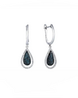 14K White gold earrings with 0.37 carat Blue Diamond and 0.21 carat White Diamonds