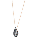 14K Rose gold necklace with 0.15 carat White Diamonds and 0.15 carat Blue Diamonds