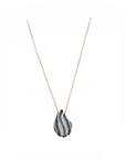 14K Rose gold necklace with 0.15 carat White Diamonds and 0.15 carat Blue Diamonds