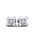 14K White Gold Earrings 0.03 Carat Stone