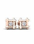 14K Rose Gold Earrings 0.03 Carat Stone