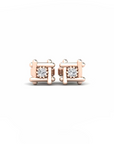 14K Rose Gold Earrings 0.03 Carat Stone