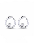 14K White Gold Earrings 0.06 Carat Stone